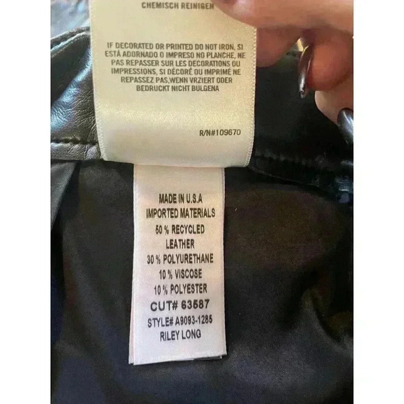 New Agolde Riley Long Pants Recycled Leather in Detox Black High Rise Sz 34 - Picture 8 of 11